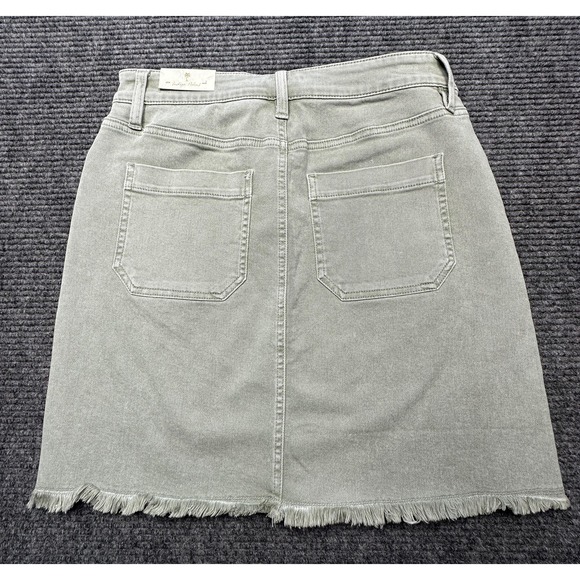 Tommy Bahama Skirt Womens 6 Green Denim Utility A-Line Fringe Hem Mini Stretch - Picture 7 of 7